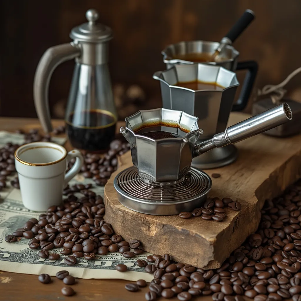 Various BrewCo coffee sets displayed